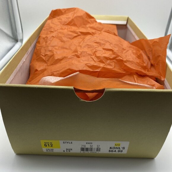 Truflex Black Suede Open Toe Sandal Size 8.5 Kohls Box ID 612 Enzo Strappy - Picture 11 of 12